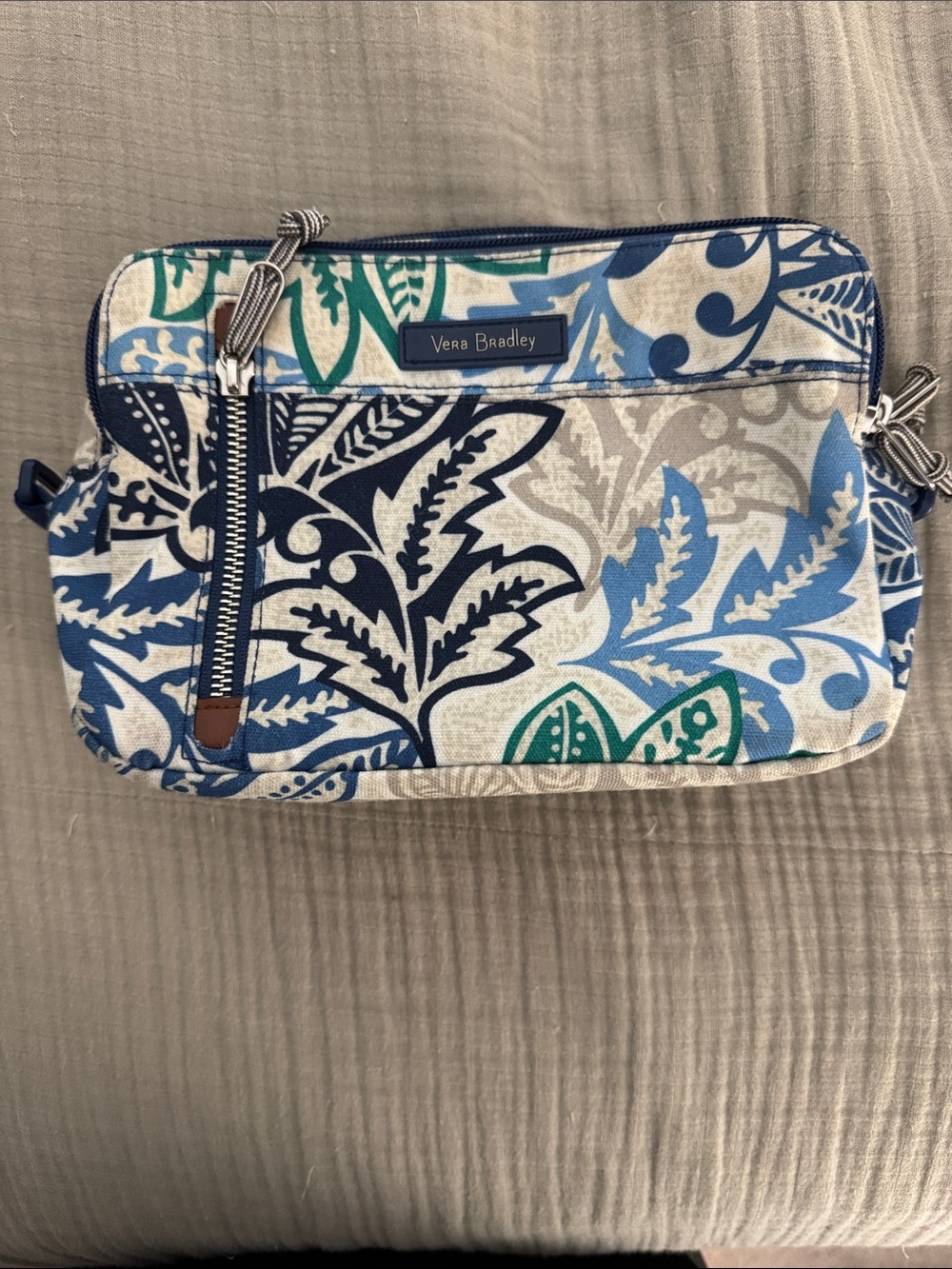 Vera Bradley Blue Green Floral Print Crossbody - no strap